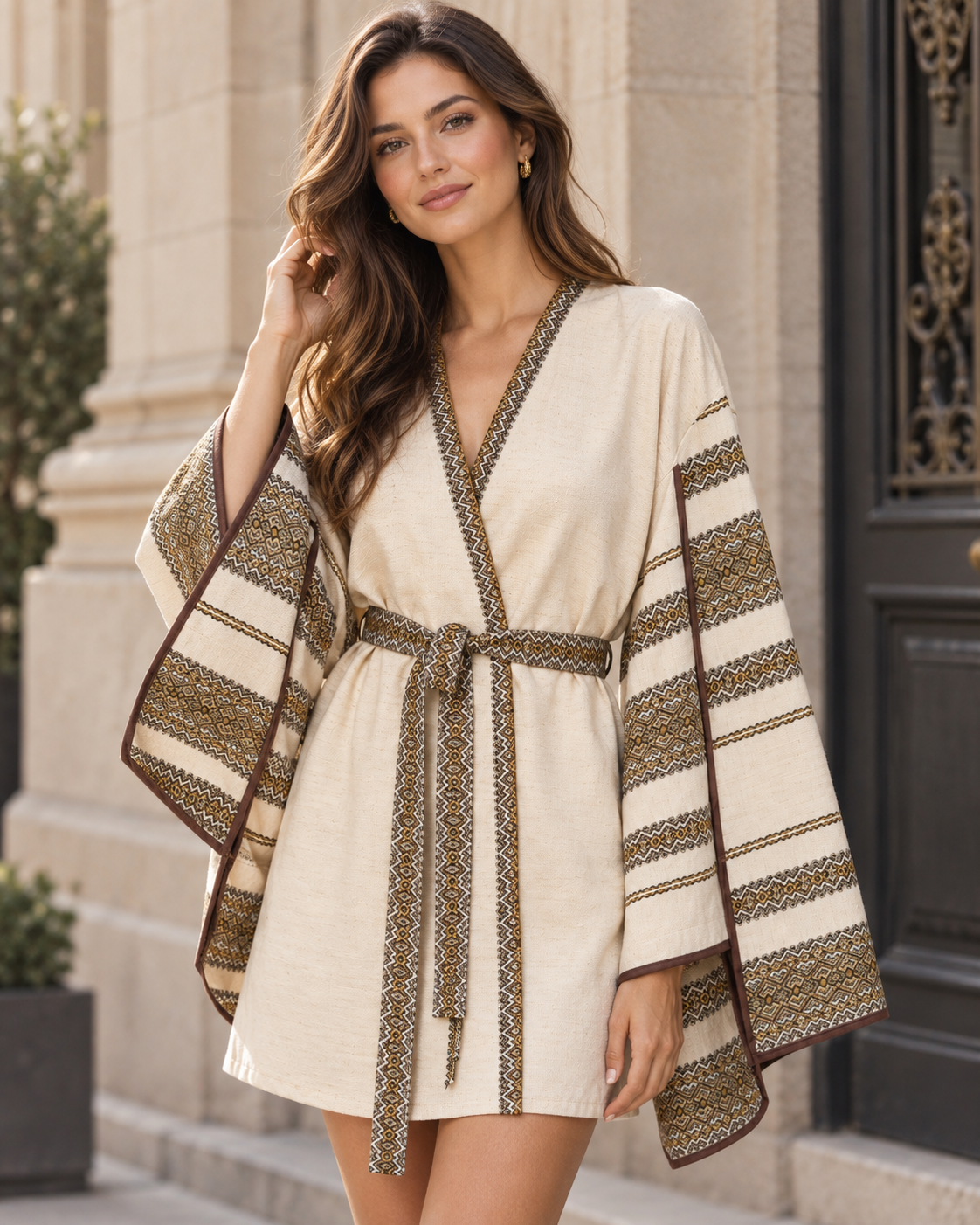 Ivory Embroidered Kimono